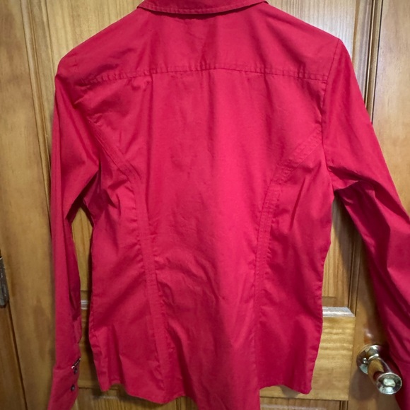 Express Essential Stretch Red Shirt.  Size Large - Picture 5 of 5